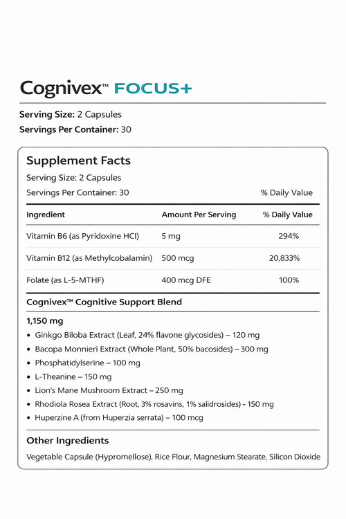 Cognivex Focus+ Advanced Memory & Brain Support Formula (60 Capsules)